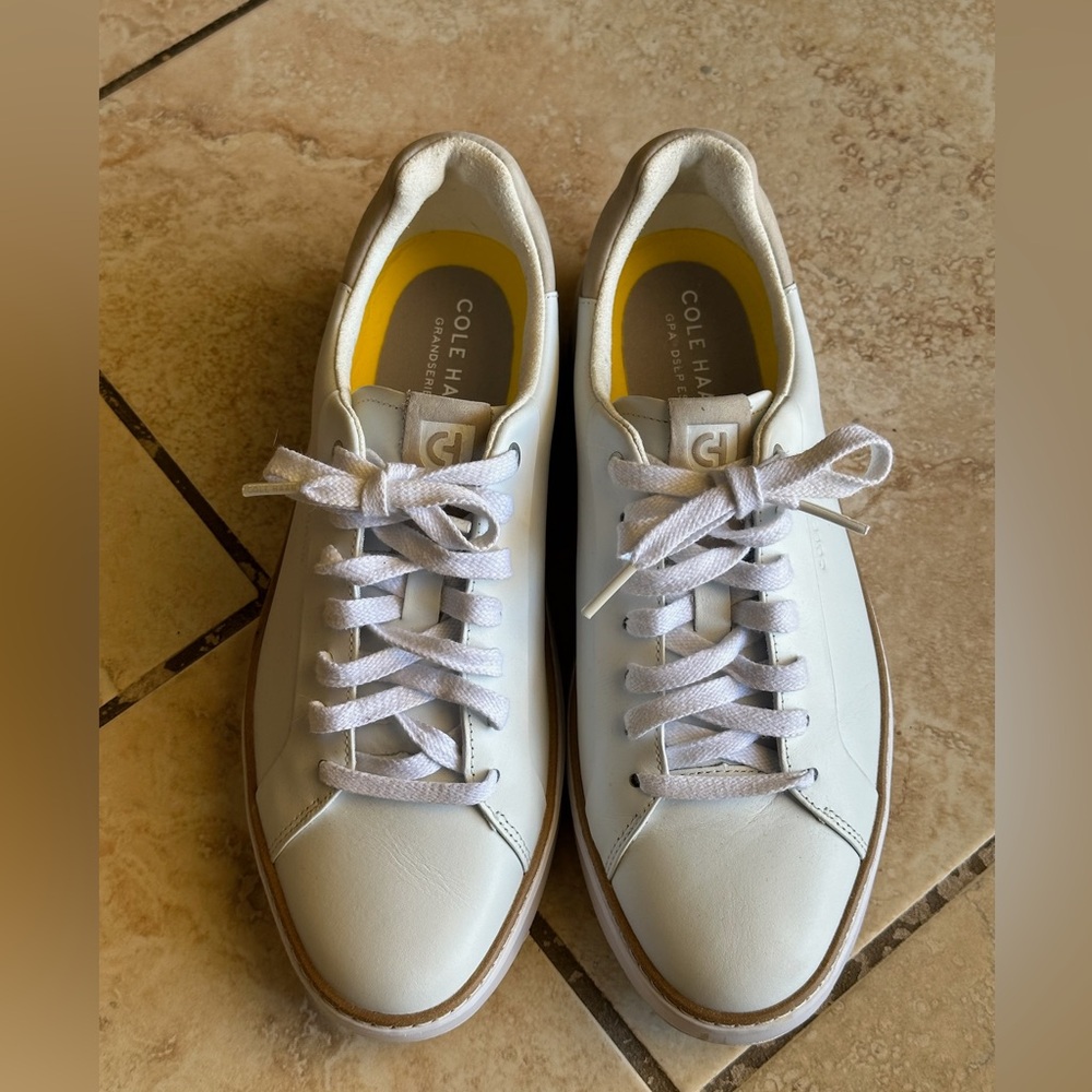 Cole Haan Women’s GrandPro Topspin Sneakers. Size 9. Cream with tan.